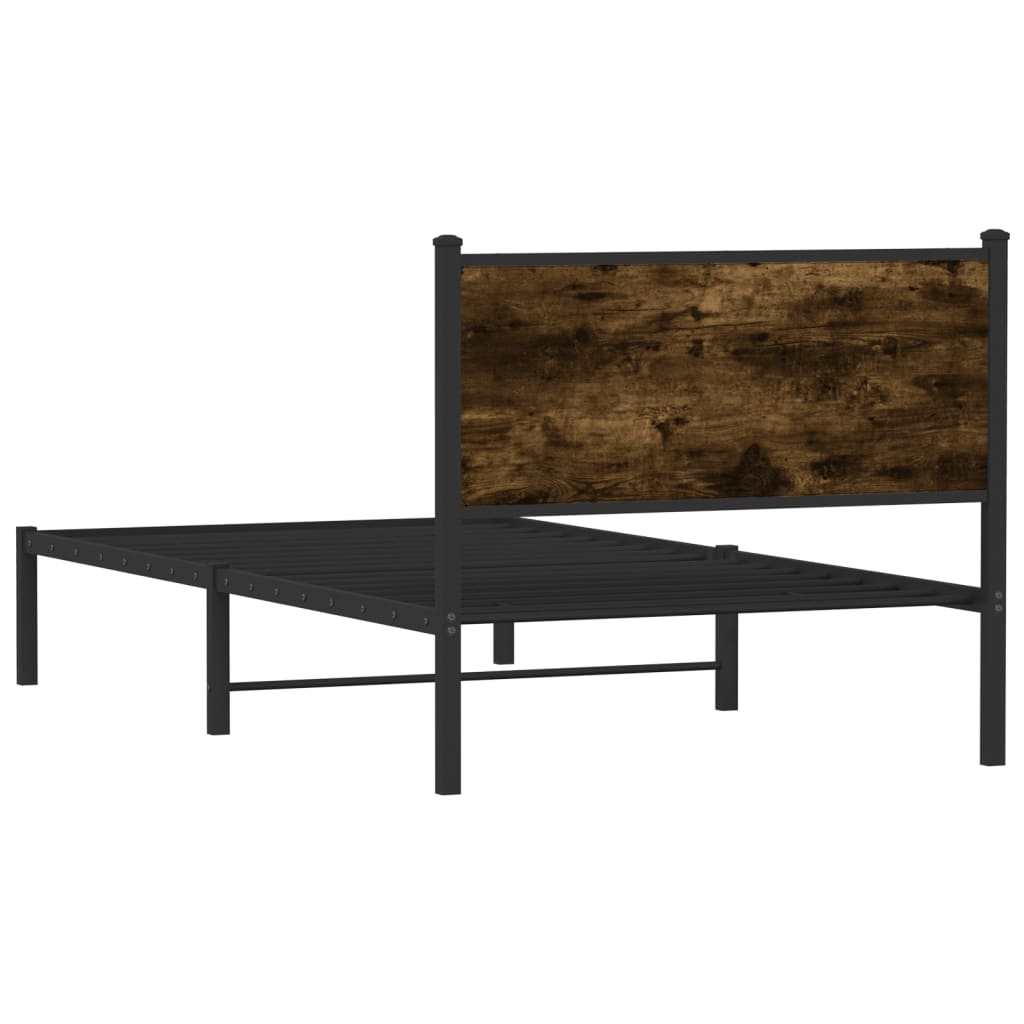 Sengeramme i metall uten madrass røkt eik 107x203 cm