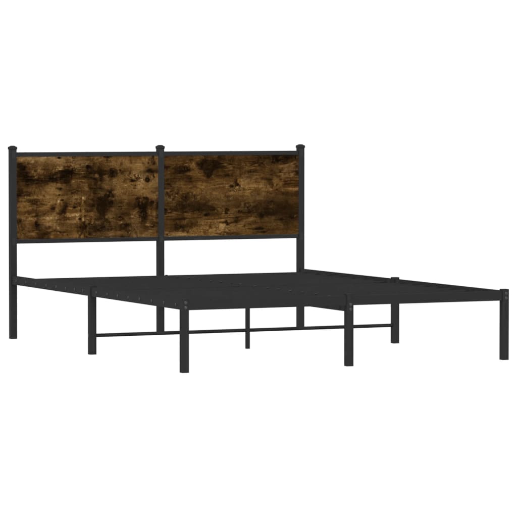 Sengeramme i metall uten madrass røkt eik 137x190 cm