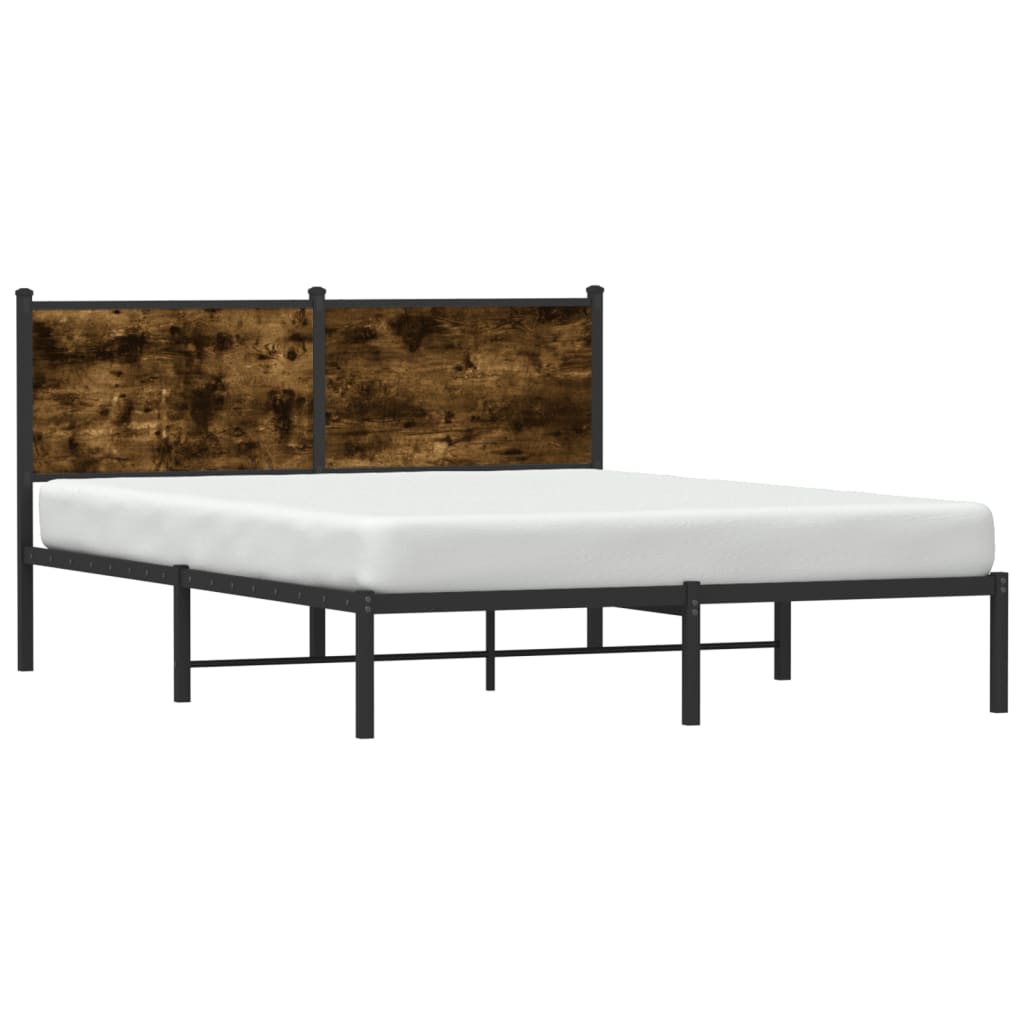 Sengeramme i metall uten madrass røkt eik 140x190 cm
