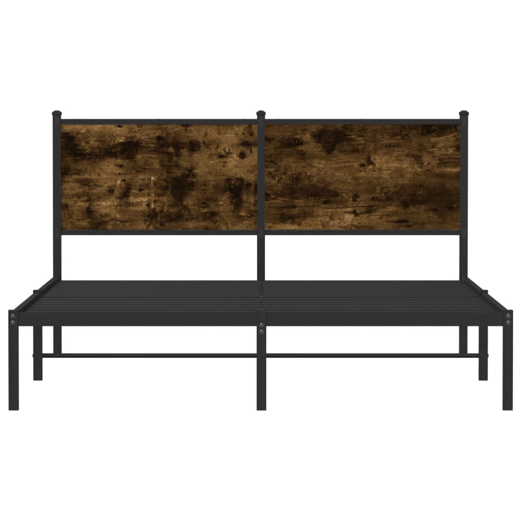 Sengeramme i metall uten madrass røkt eik 140x190 cm