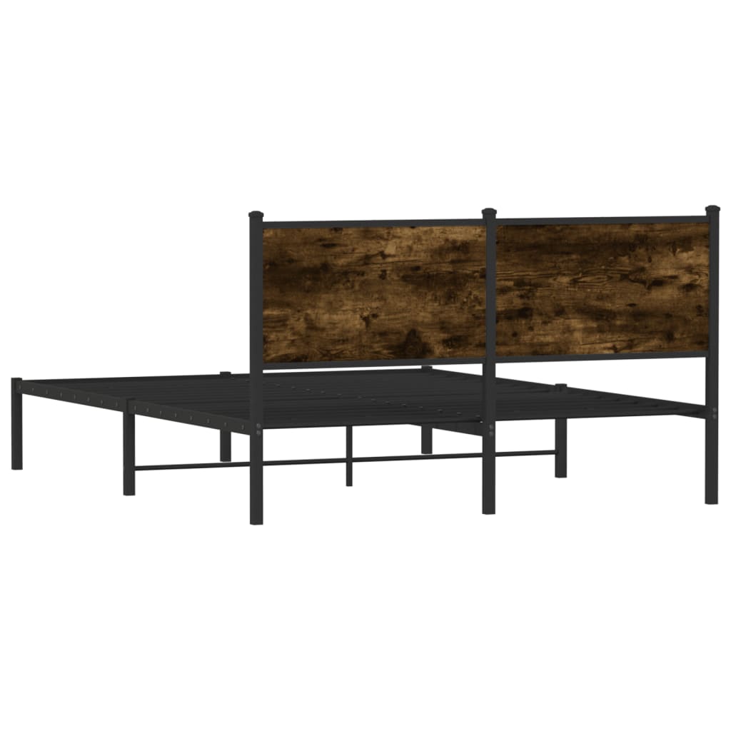 Sengeramme i metall uten madrass røkt eik 150x200 cm