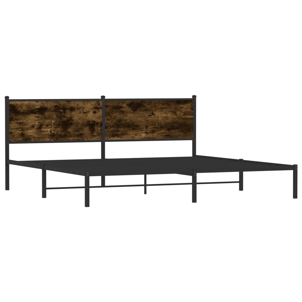 Sengeramme i metall uten madrass røkt eik 193x203 cm