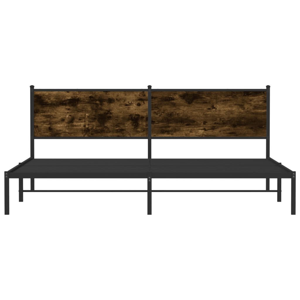 Sengeramme i metall uten madrass røkt eik 193x203 cm