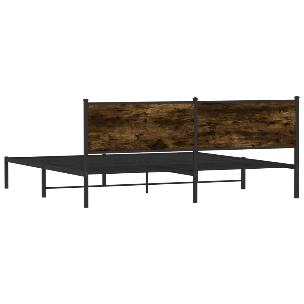 Sengeramme i metall uten madrass røkt eik 193x203 cm