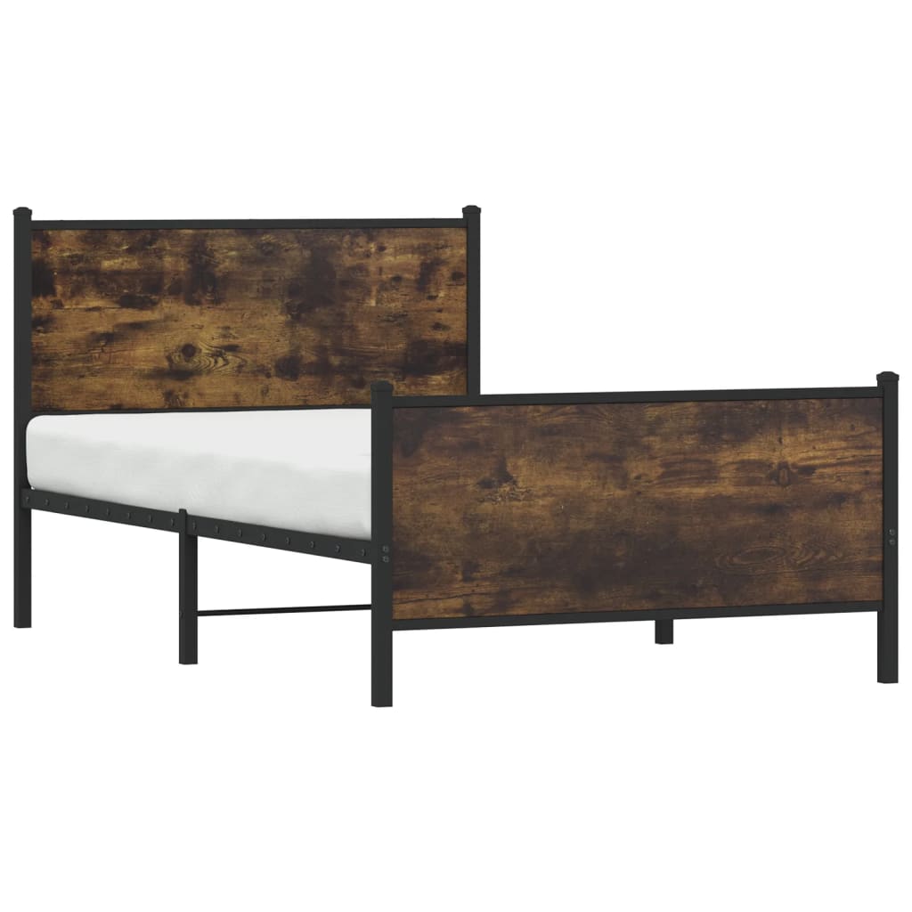 Sengeramme i metall uten madrass røkt eik 100x190 cm