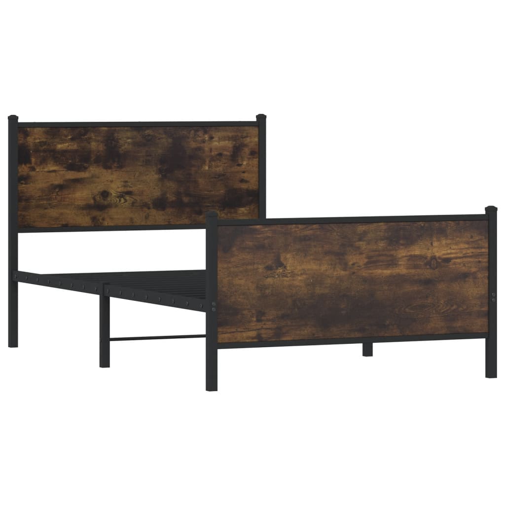 Sengeramme i metall uten madrass røkt eik 107x203 cm