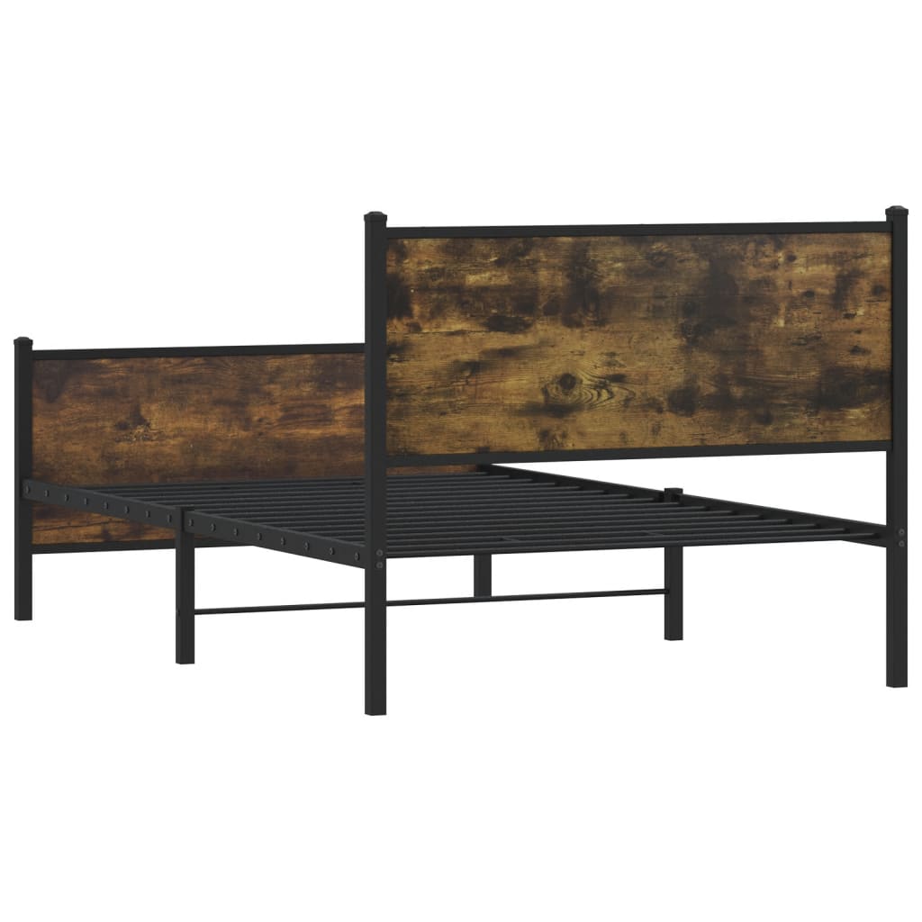 Sengeramme i metall uten madrass røkt eik 107x203 cm