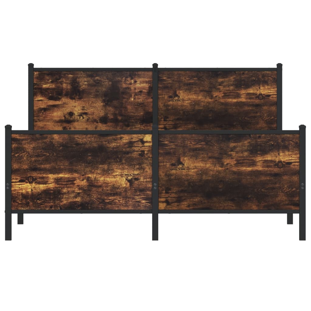 Sengeramme i metall uten madrass røkt eik 137x190 cm