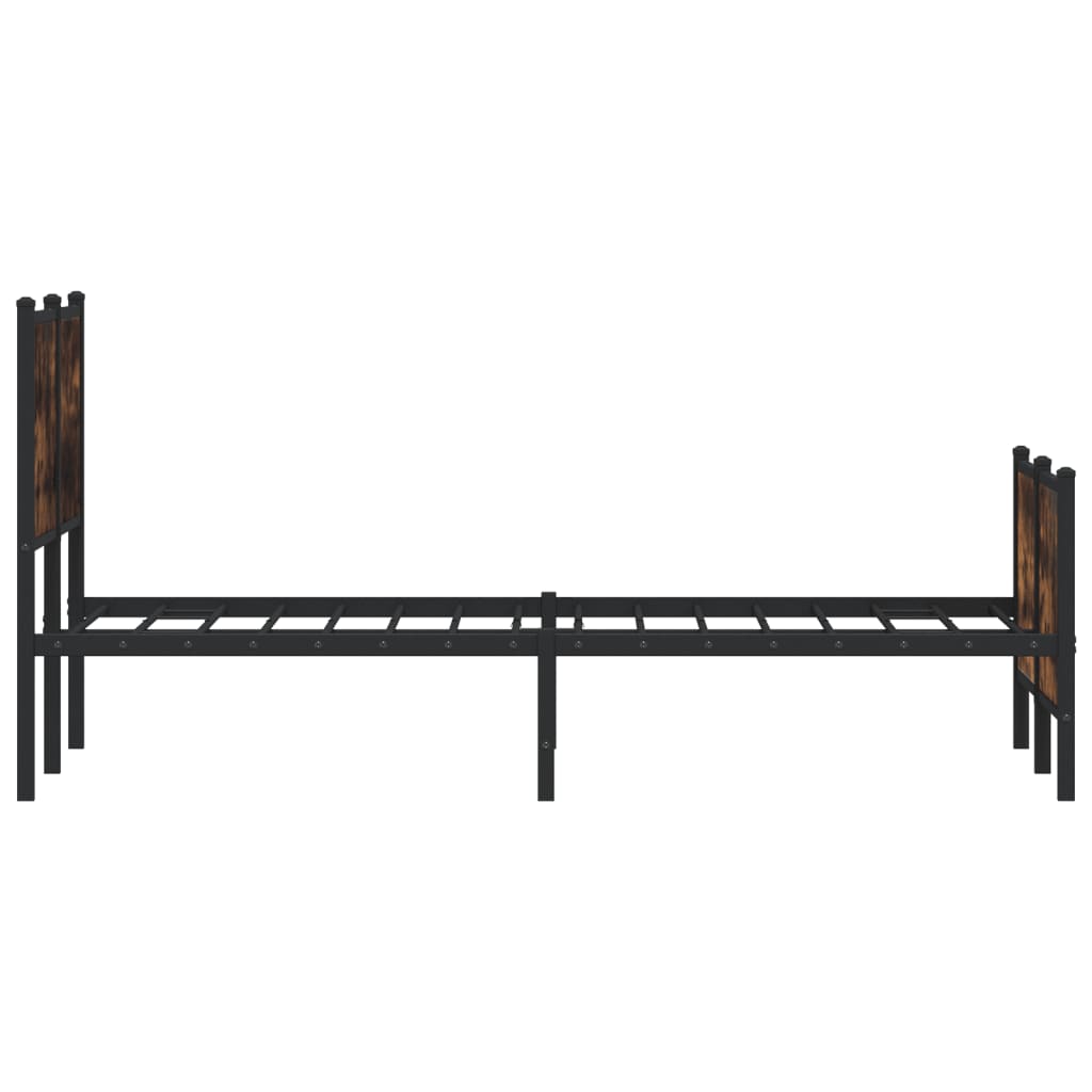 Sengeramme i metall uten madrass røkt eik 137x190 cm