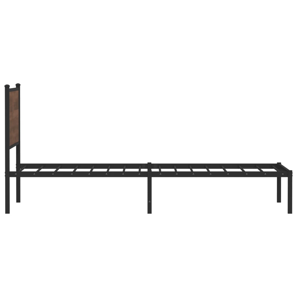 Sengeramme i metall uten madrass brun eik 100x190 cm