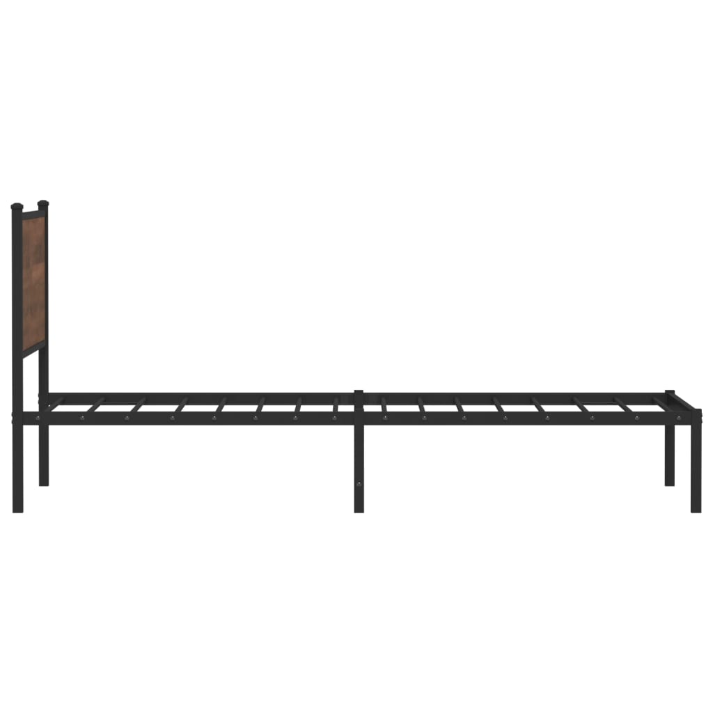 Sengeramme i metall uten madrass brun eik 107x203 cm