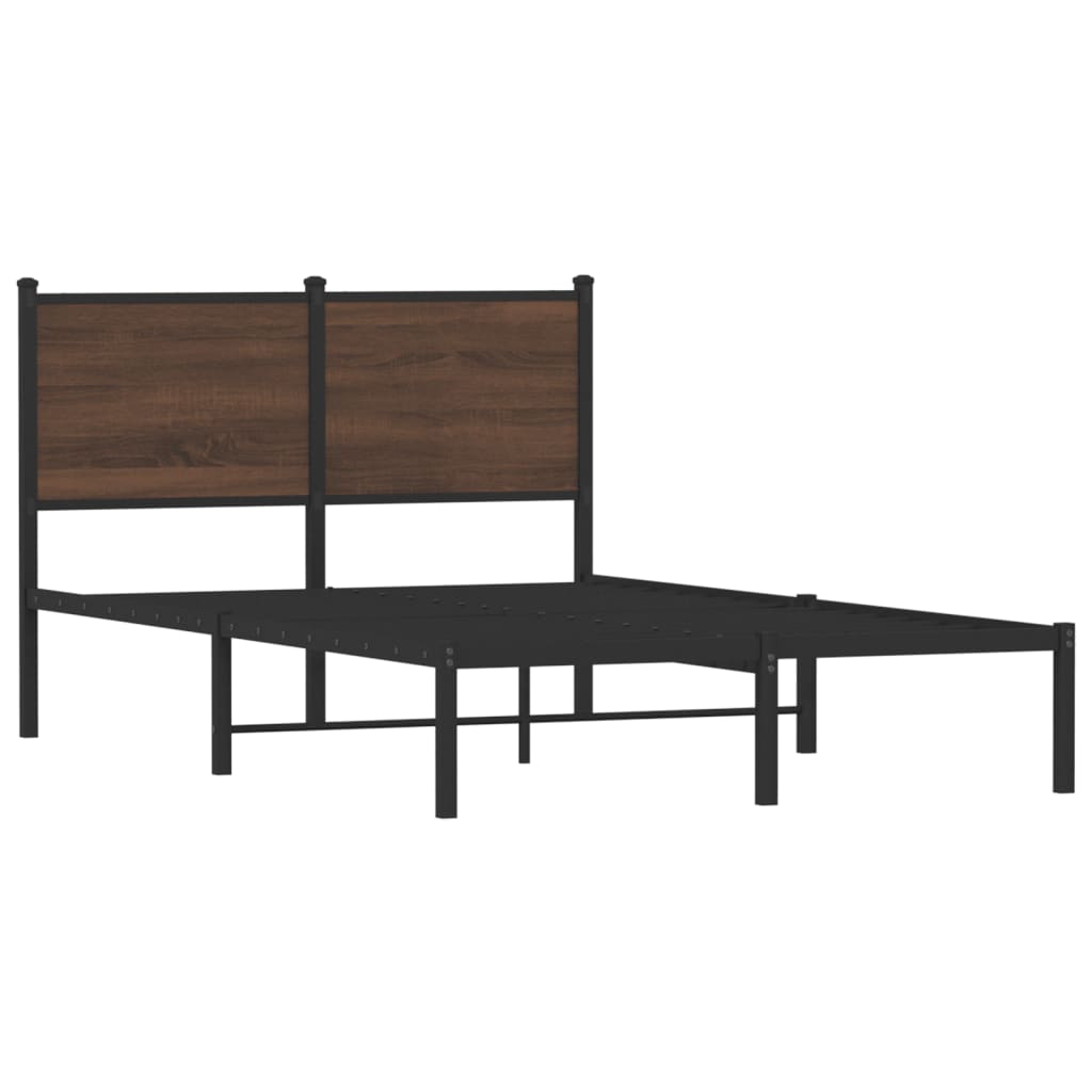Sengeramme i metall uten madrass brun eik 120x190 cm
