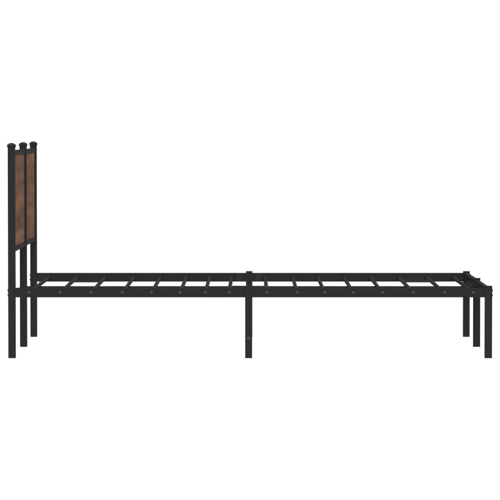 Sengeramme i metall uten madrass brun eik 120x190 cm