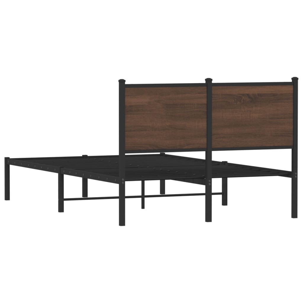 Sengeramme i metall uten madrass brun eik 120x190 cm