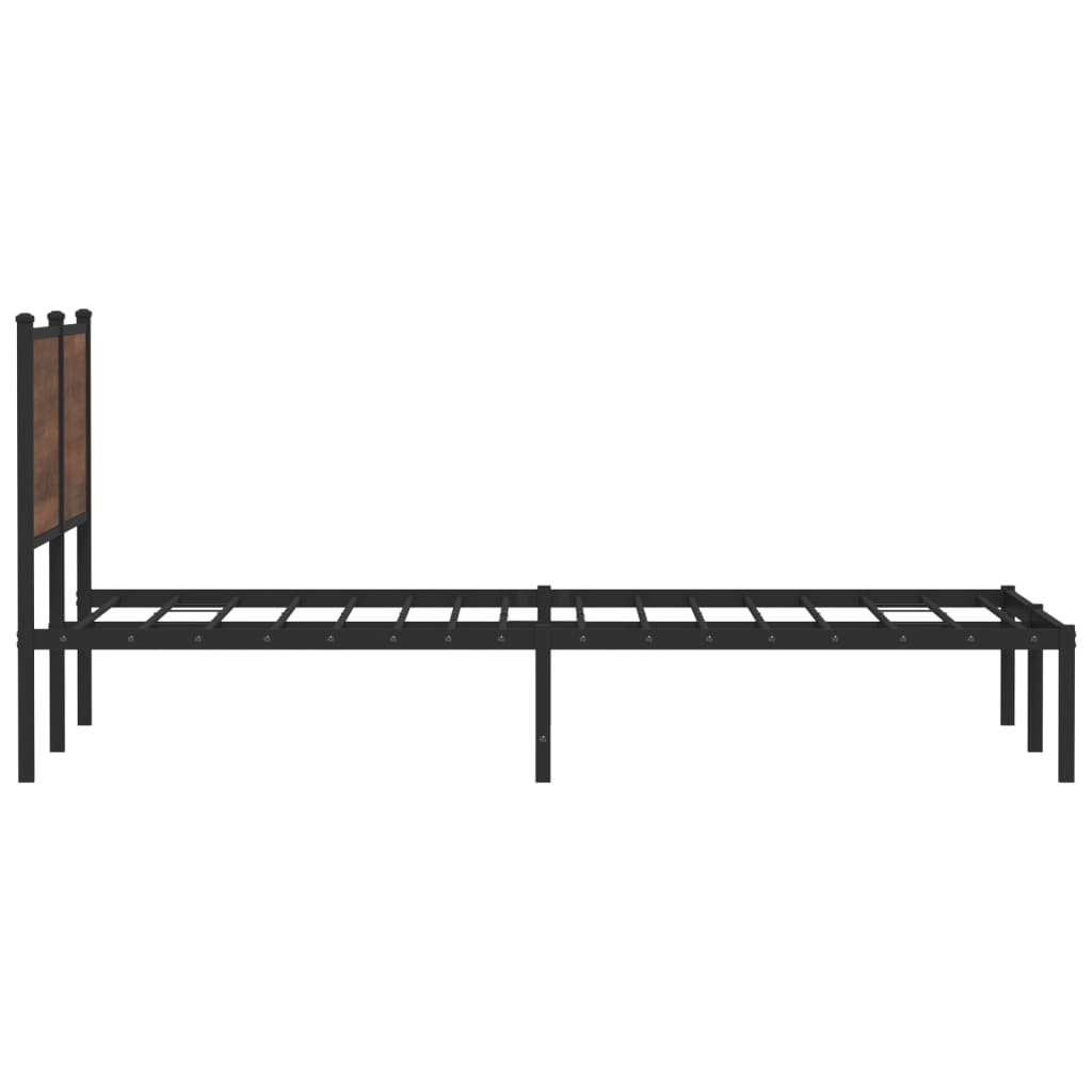 Sengeramme i metall uten madrass brun eik 140x190 cm