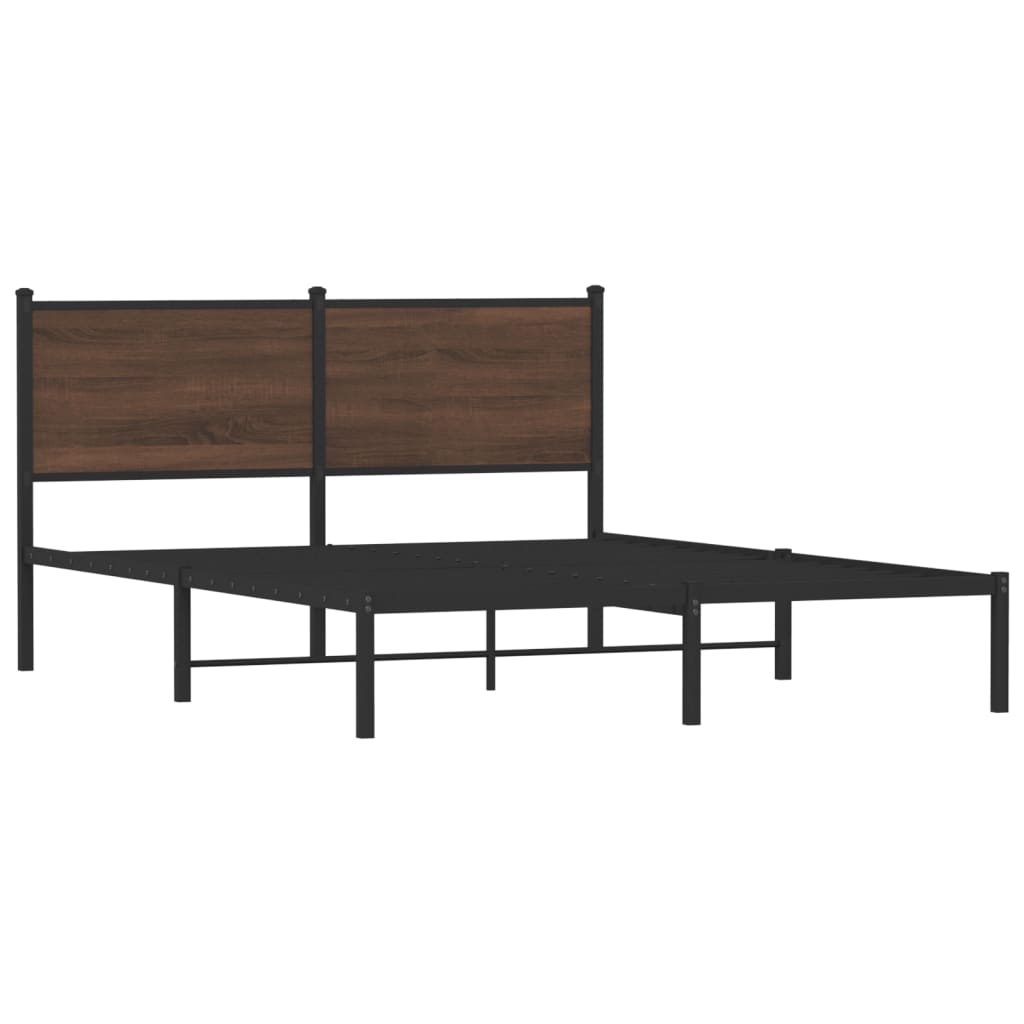 Sengeramme i metall uten madrass brun eik 150x200 cm