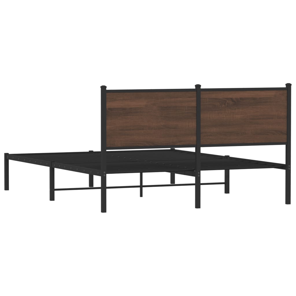 Sengeramme i metall uten madrass brun eik 150x200 cm