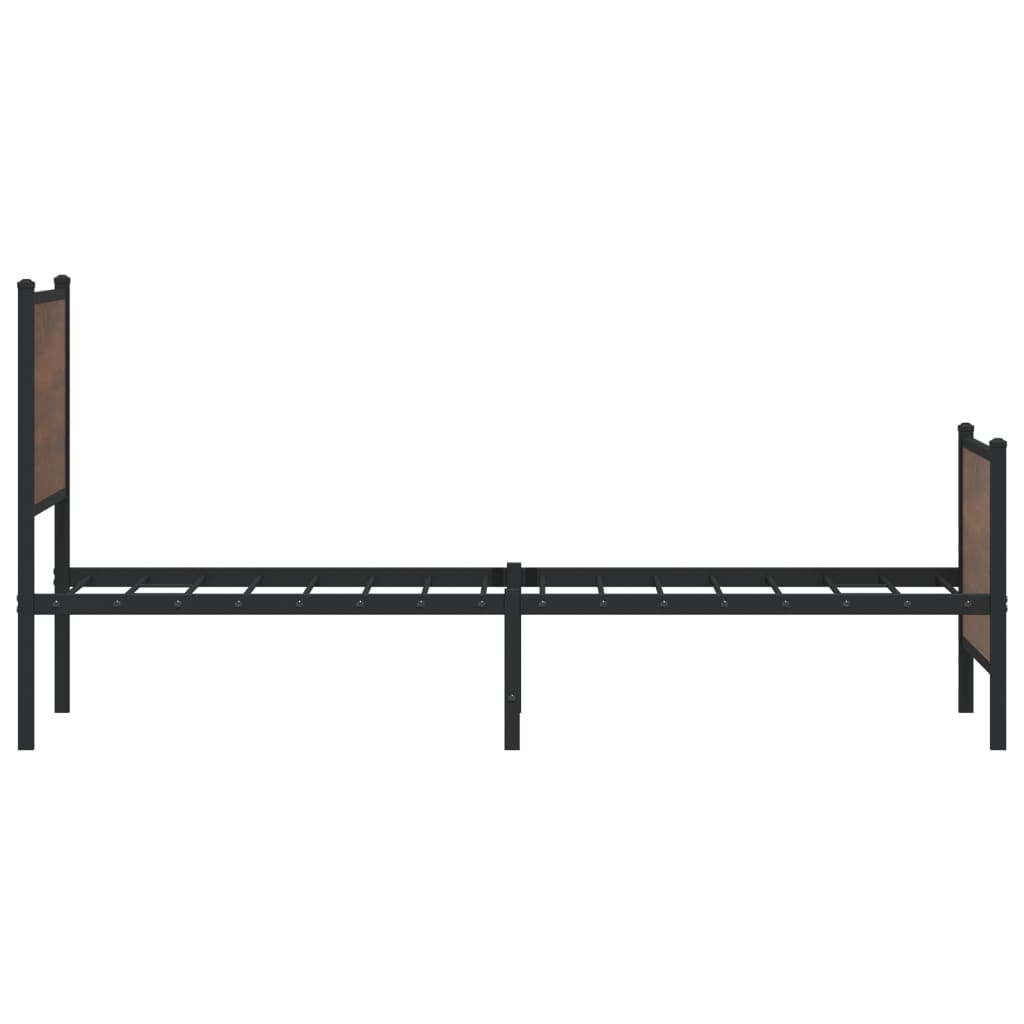Sengeramme i metall uten madrass brun eik 90x190 cm