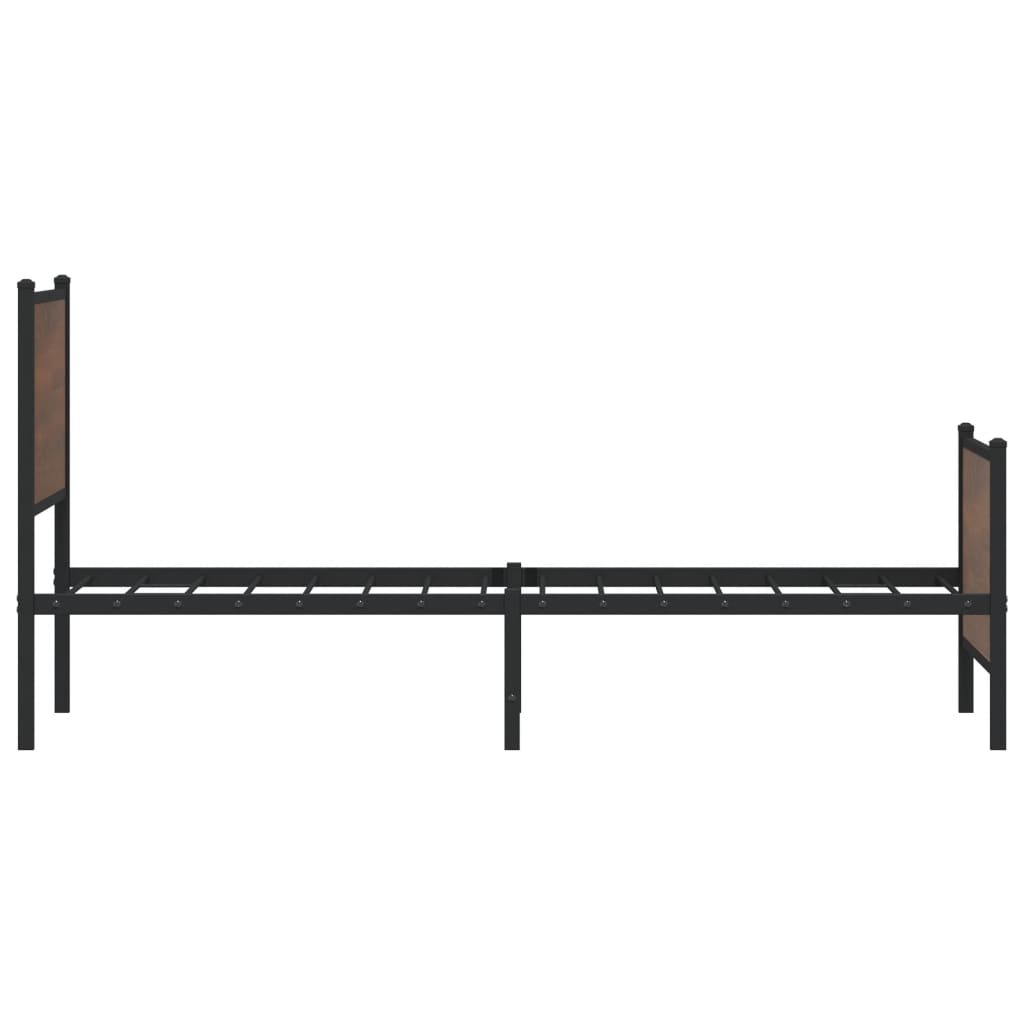 Sengeramme i metall uten madrass brun eik 90x200 cm