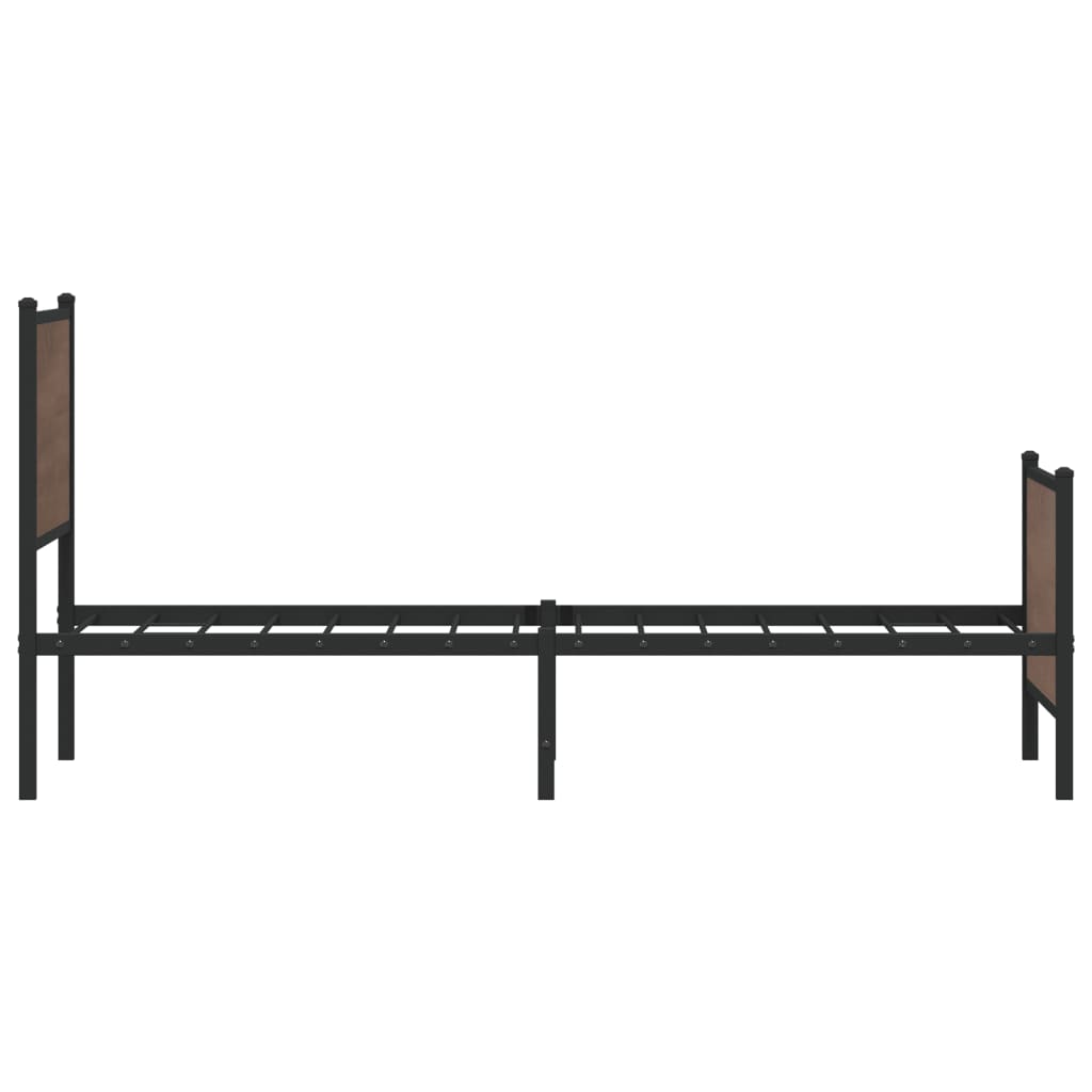 Sengeramme i metall uten madrass brun eik 100x190 cm