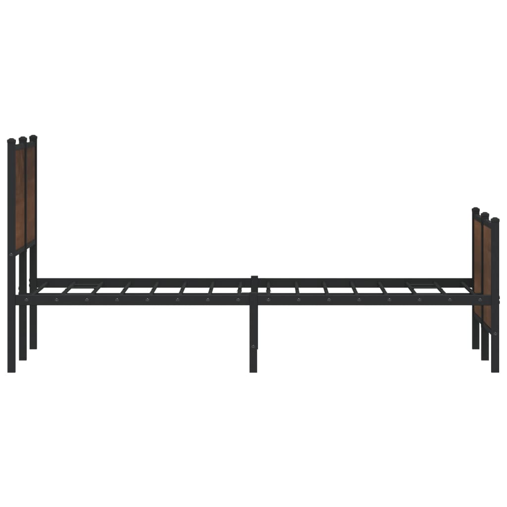 Sengeramme i metall uten madrass brun eik 120x190 cm