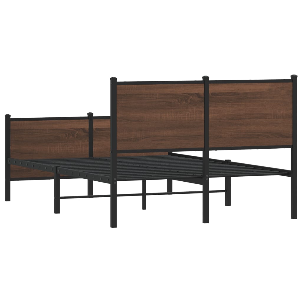 Sengeramme i metall uten madrass brun eik 120x190 cm
