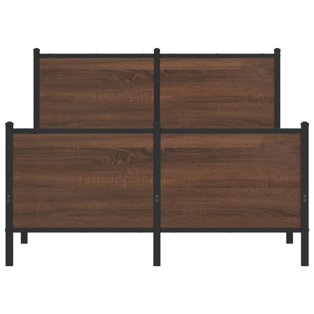 Sengeramme i metall uten madrass brun eik 137x190 cm
