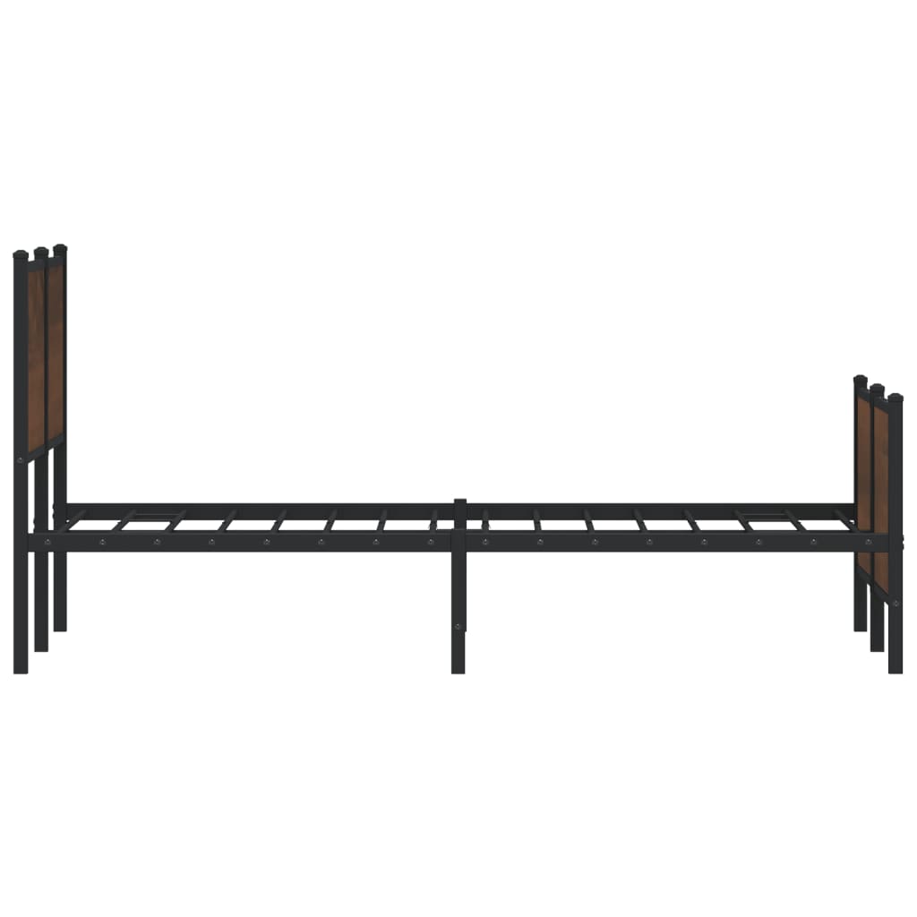 Sengeramme i metall uten madrass brun eik 137x190 cm