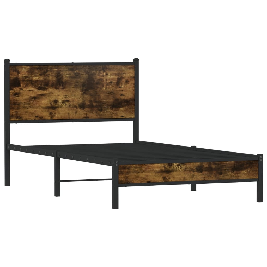 Sengeramme i metall uten madrass røkt eik 100x190 cm