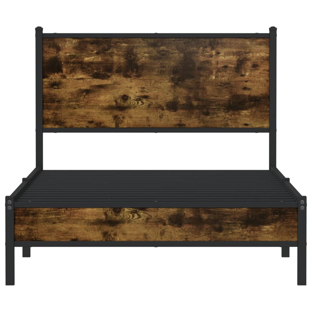 Sengeramme i metall uten madrass røkt eik 100x200 cm