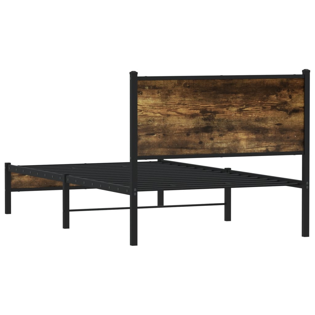 Sengeramme i metall uten madrass røkt eik 100x200 cm