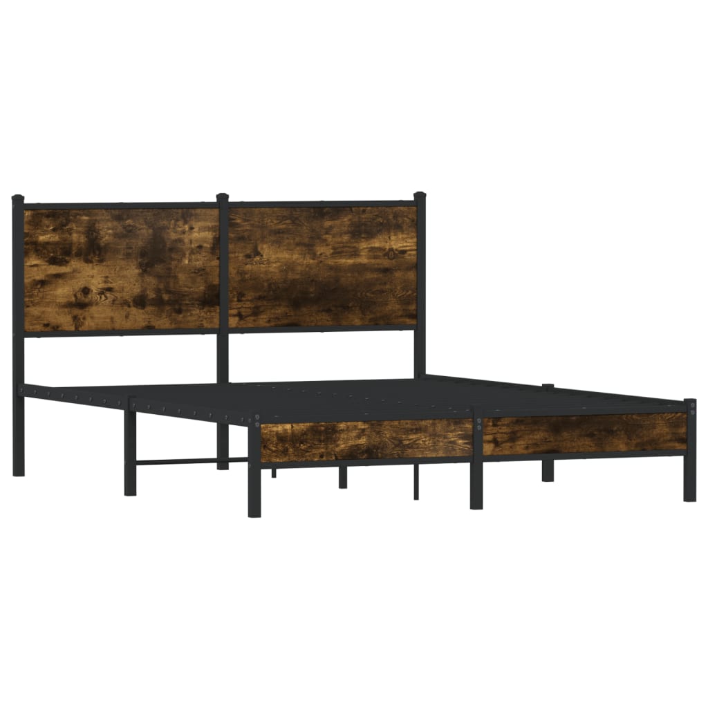 Sengeramme i metall uten madrass røkt eik 137x190 cm