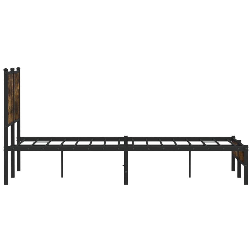 Sengeramme i metall uten madrass røkt eik 140x190 cm