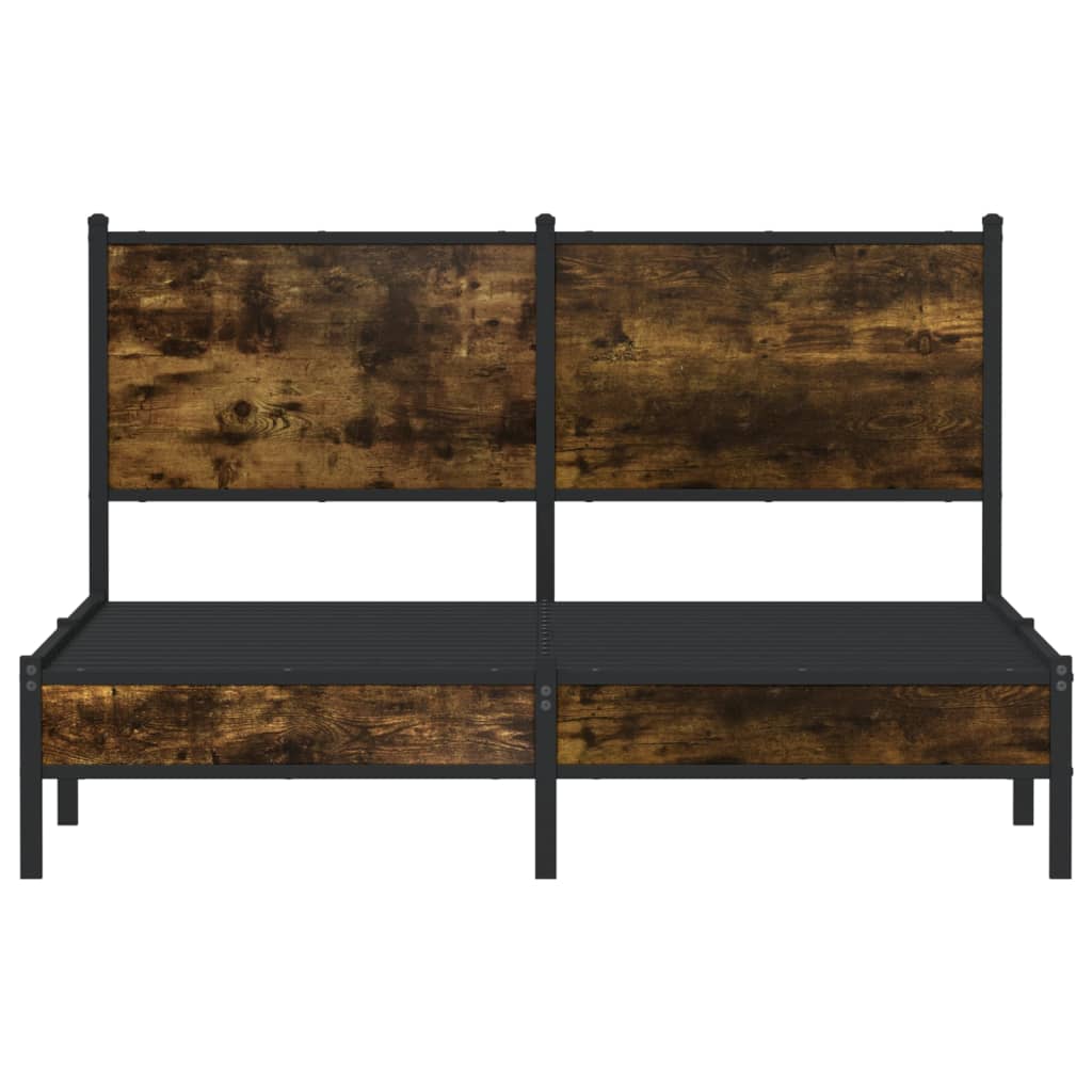 Sengeramme i metall uten madrass røkt eik 150x200 cm