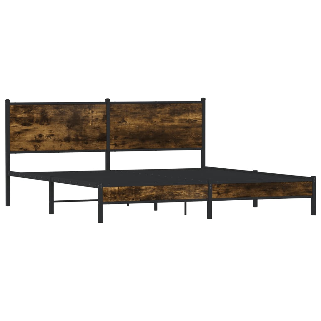 Sengeramme i metall uten madrass røkt eik 160x200 cm
