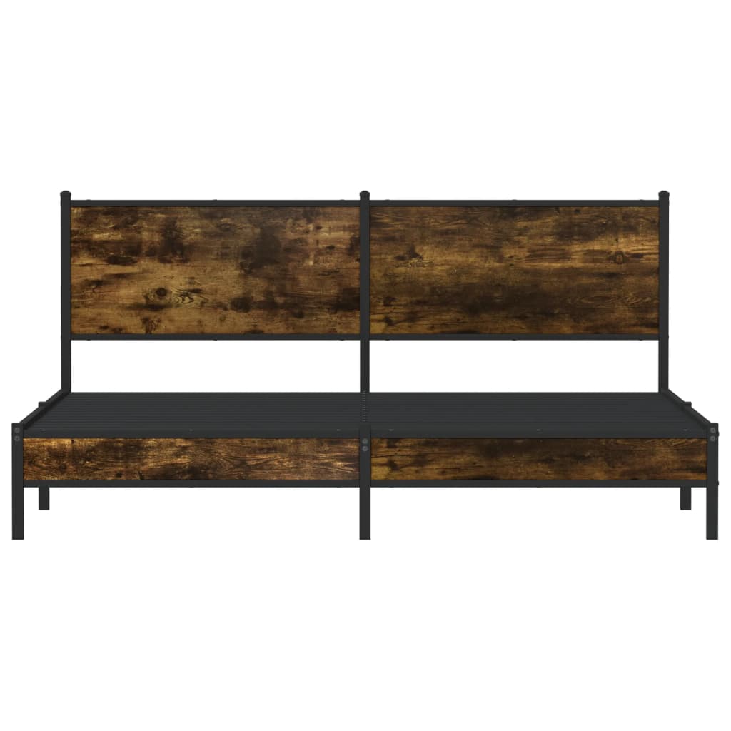 Sengeramme i metall uten madrass røkt eik 160x200 cm