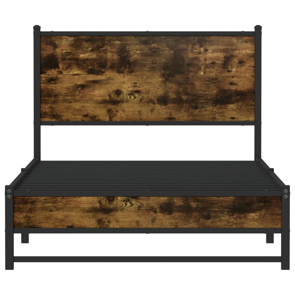 Sengeramme i metall uten madrass røkt eik 100x190 cm