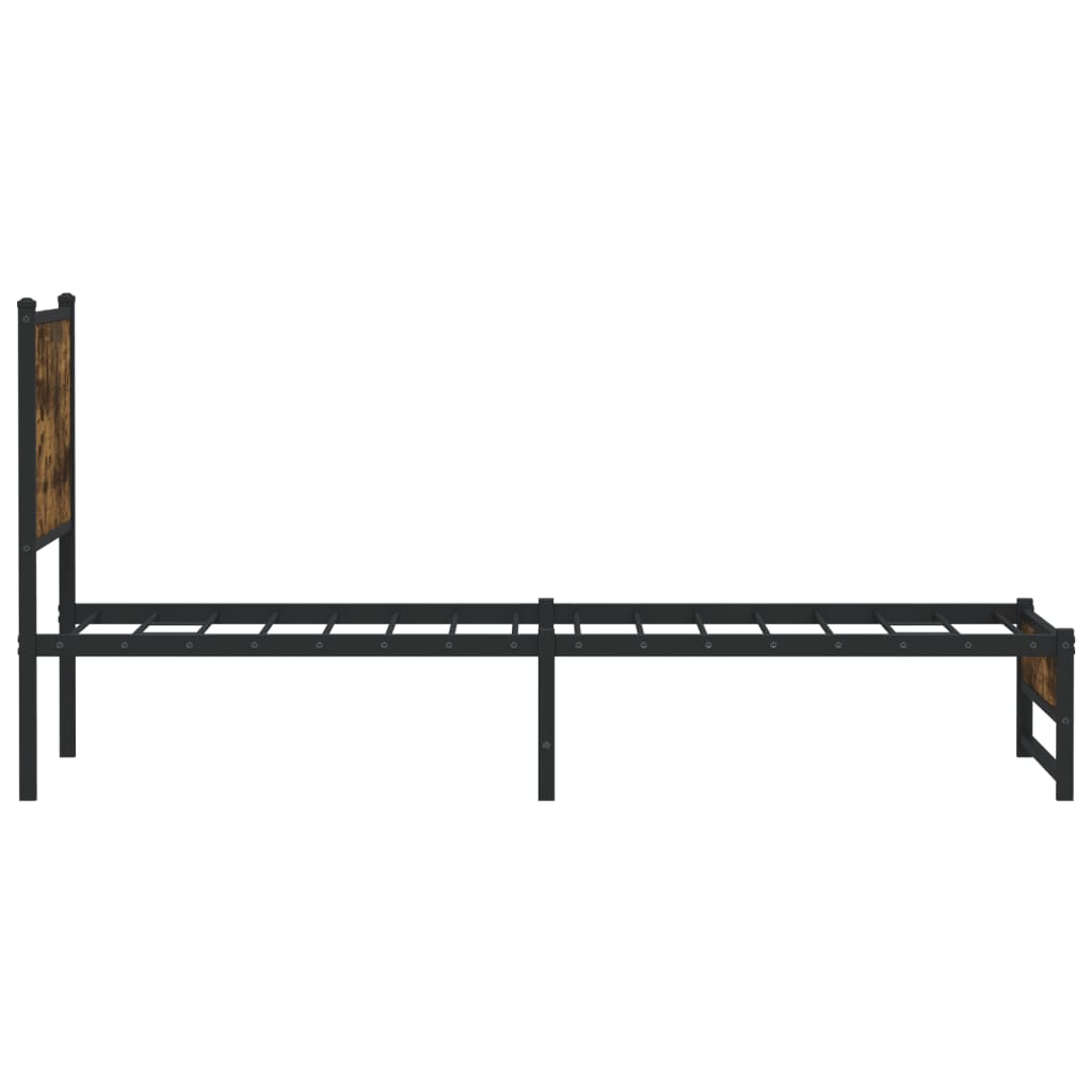 Sengeramme i metall uten madrass røkt eik 100x190 cm