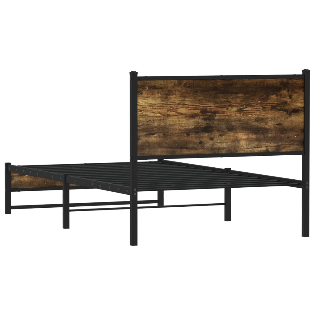 Sengeramme i metall uten madrass røkt eik 100x190 cm