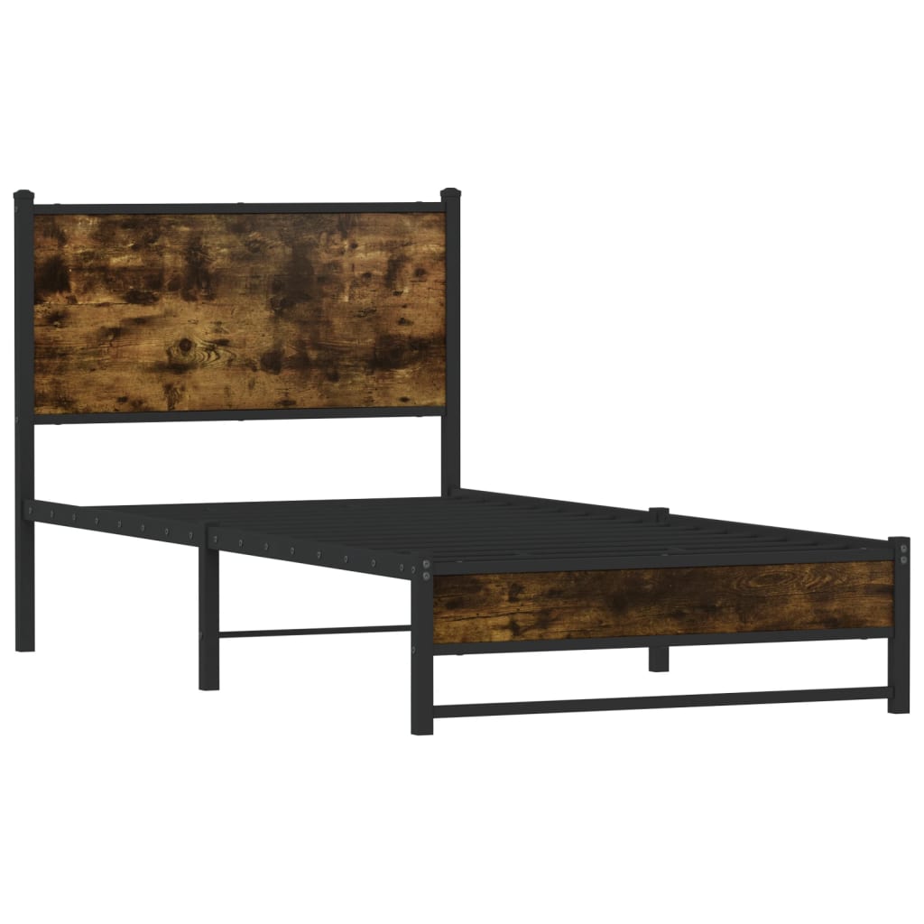 Sengeramme i metall uten madrass røkt eik 100x200 cm