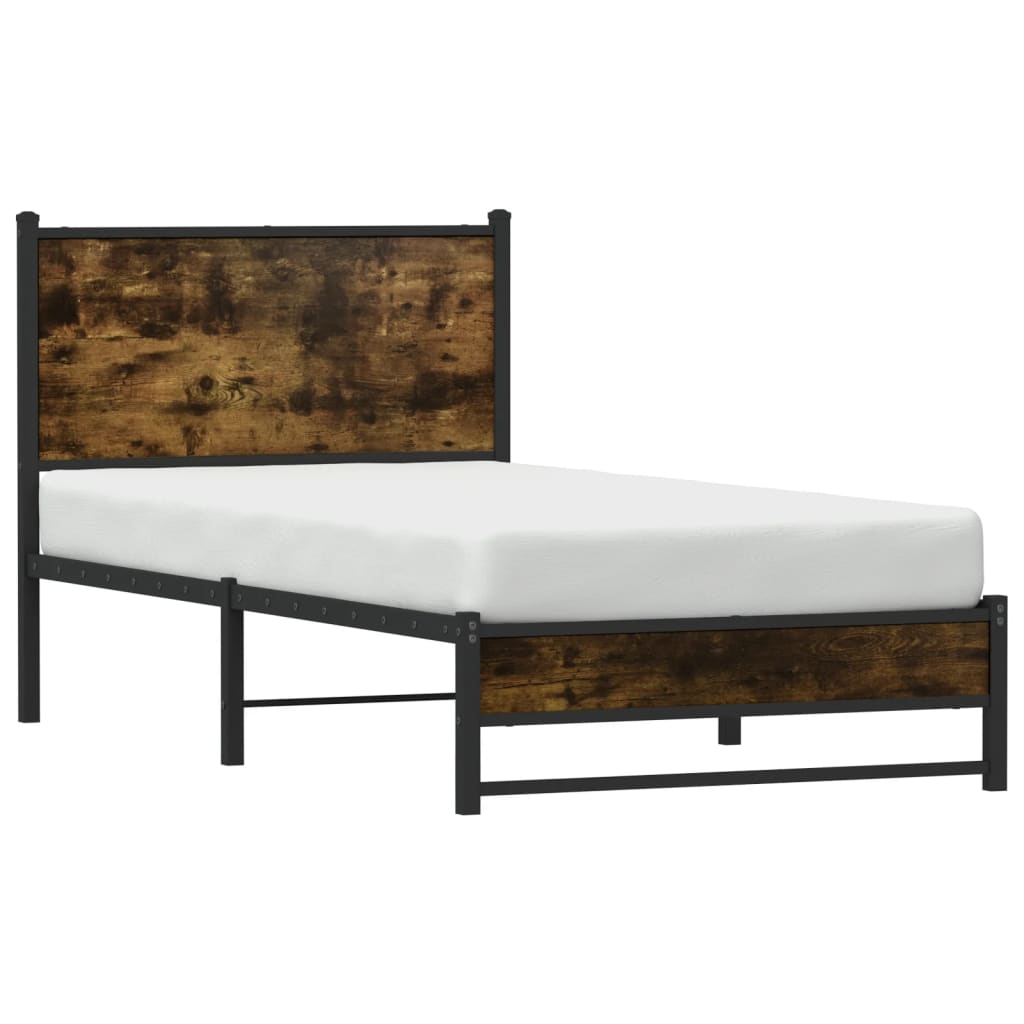 Sengeramme i metall uten madrass røkt eik 100x200 cm