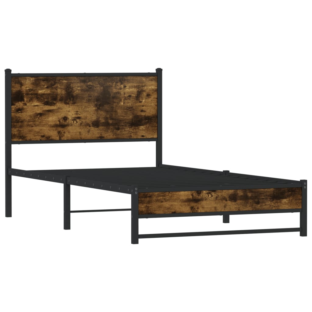 Sengeramme i metall uten madrass røkt eik 107x203 cm