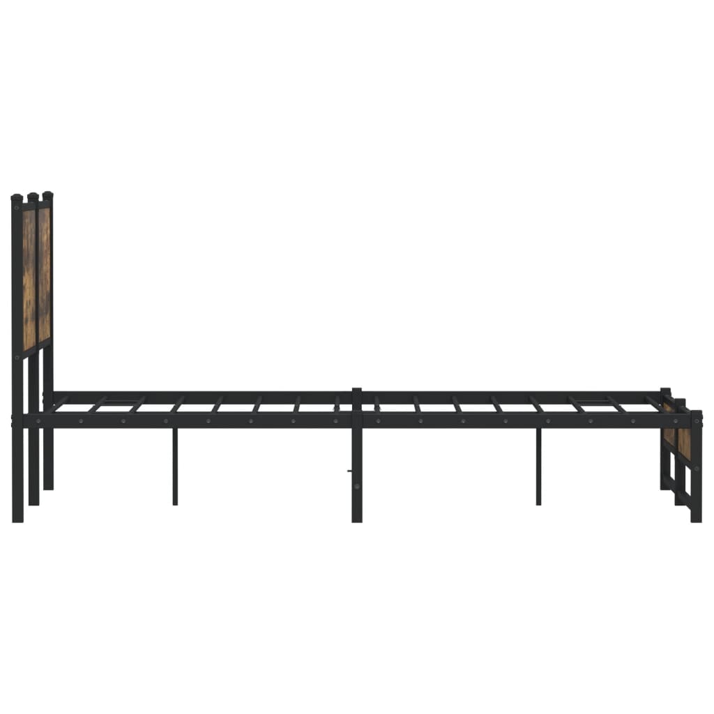 Sengeramme i metall uten madrass røkt eik 120x190 cm