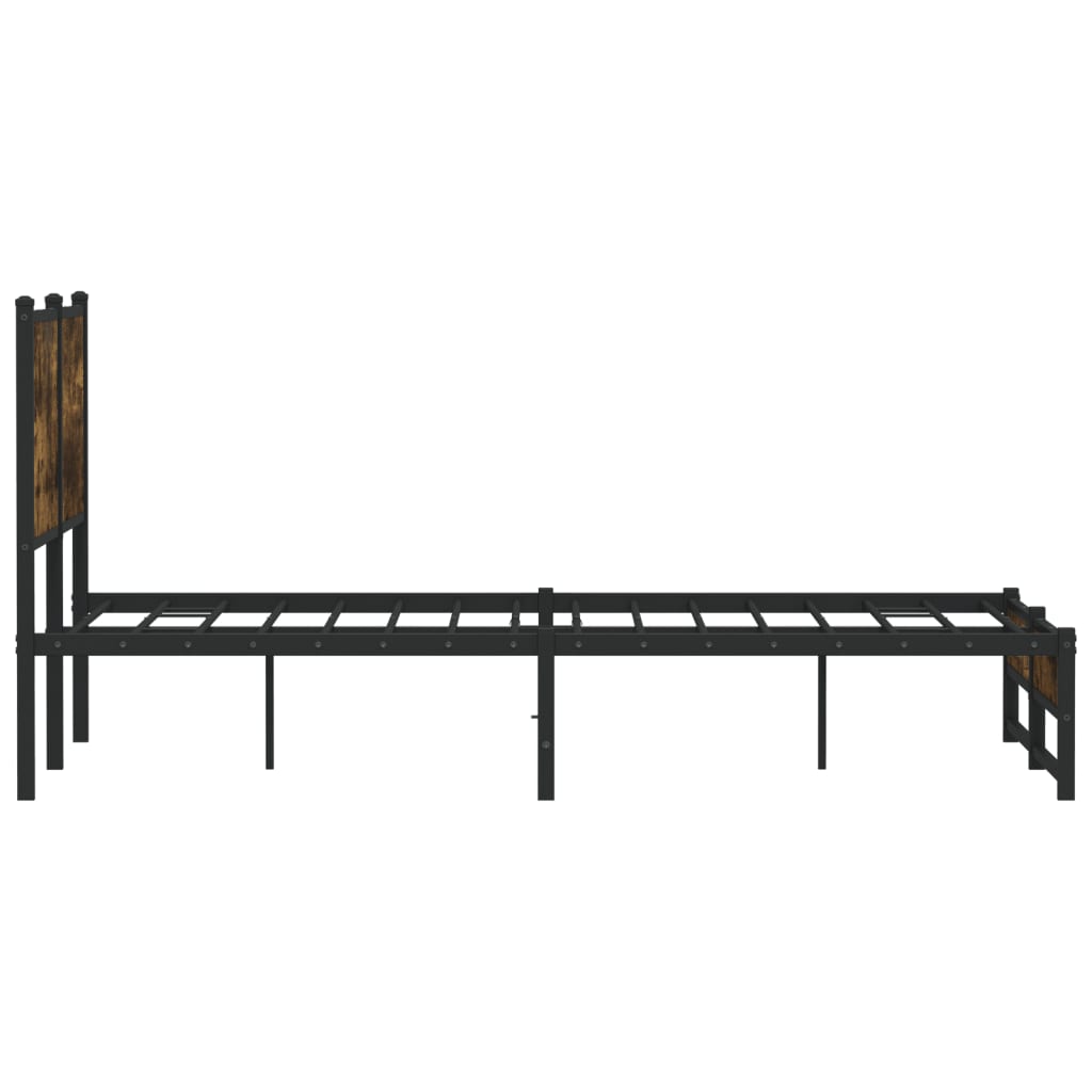 Sengeramme i metall uten madrass røkt eik 137x190 cm