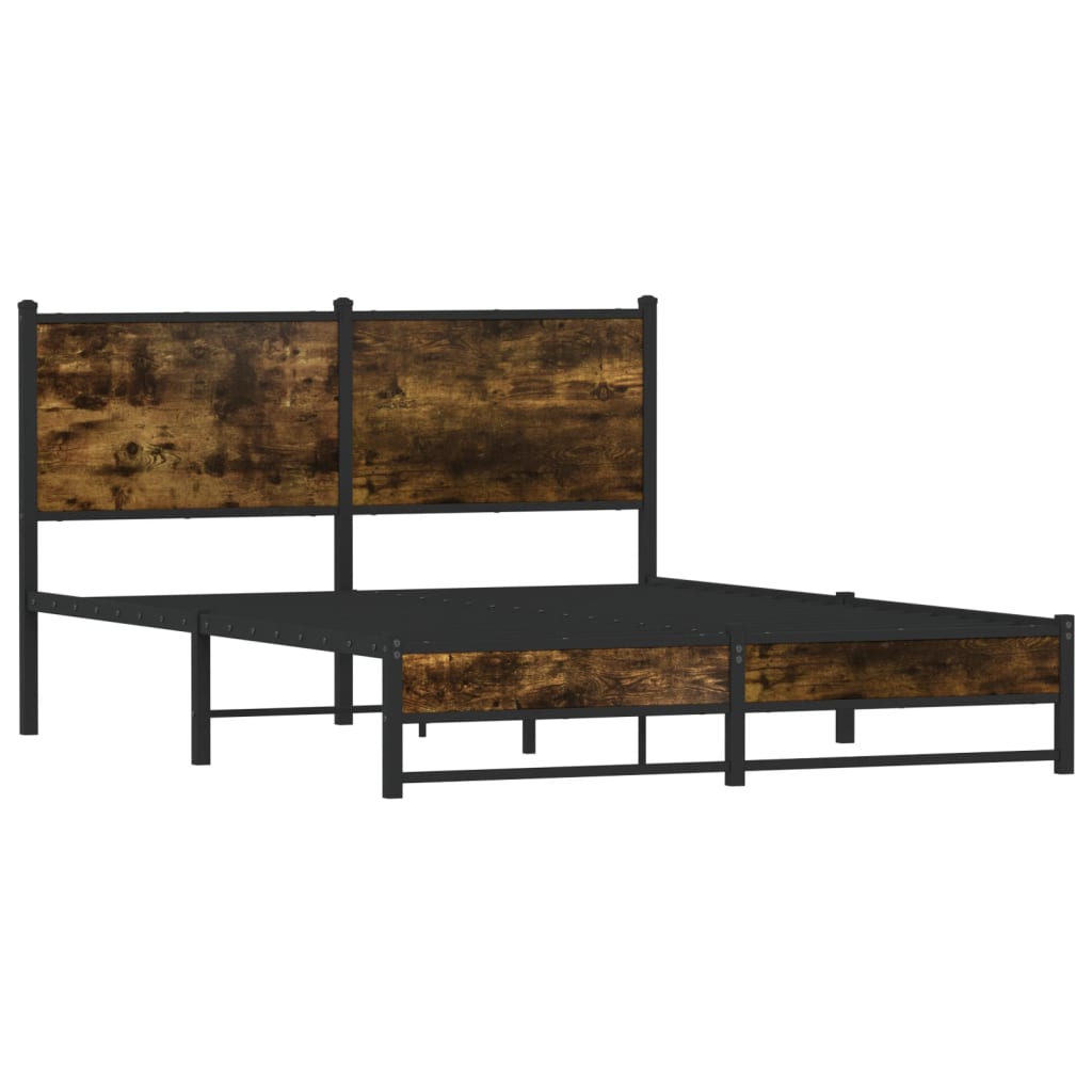 Sengeramme i metall uten madrass røkt eik 140x200 cm