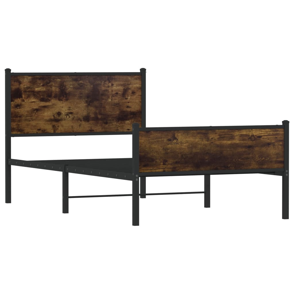 Sengeramme i metall uten madrass røkt eik 100x200 cm