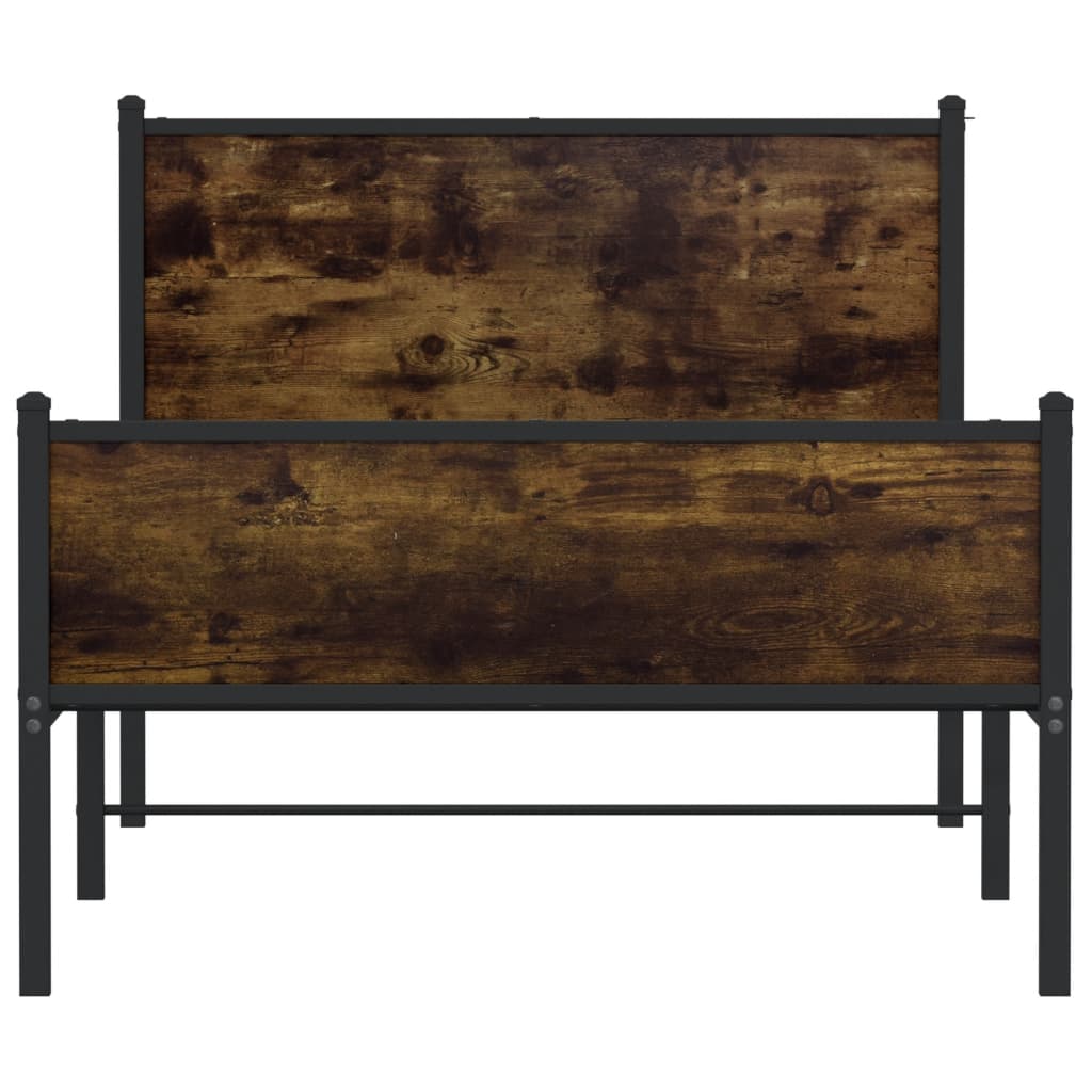 Sengeramme i metall uten madrass røkt eik 100x200 cm