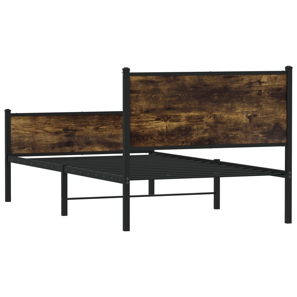 Sengeramme i metall uten madrass røkt eik 100x200 cm