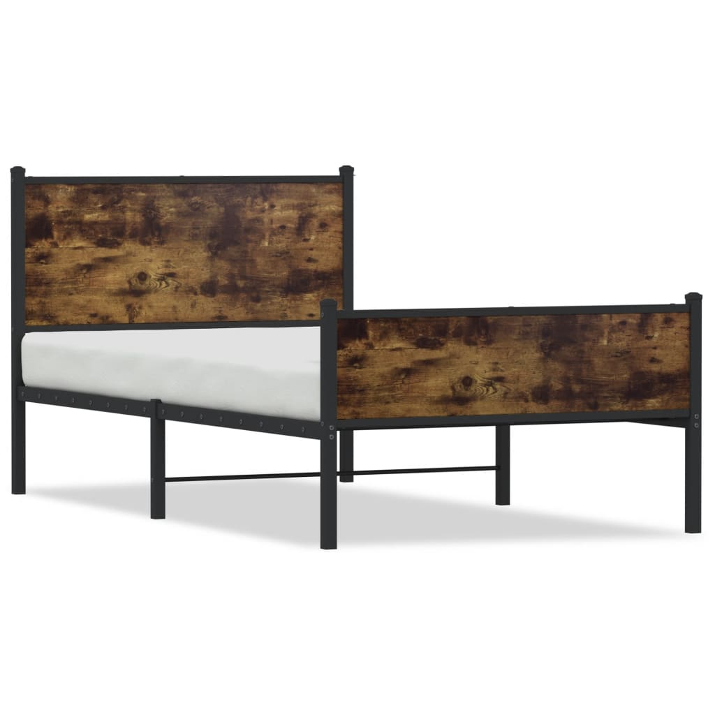 Sengeramme i metall uten madrass røkt eik 107x203 cm