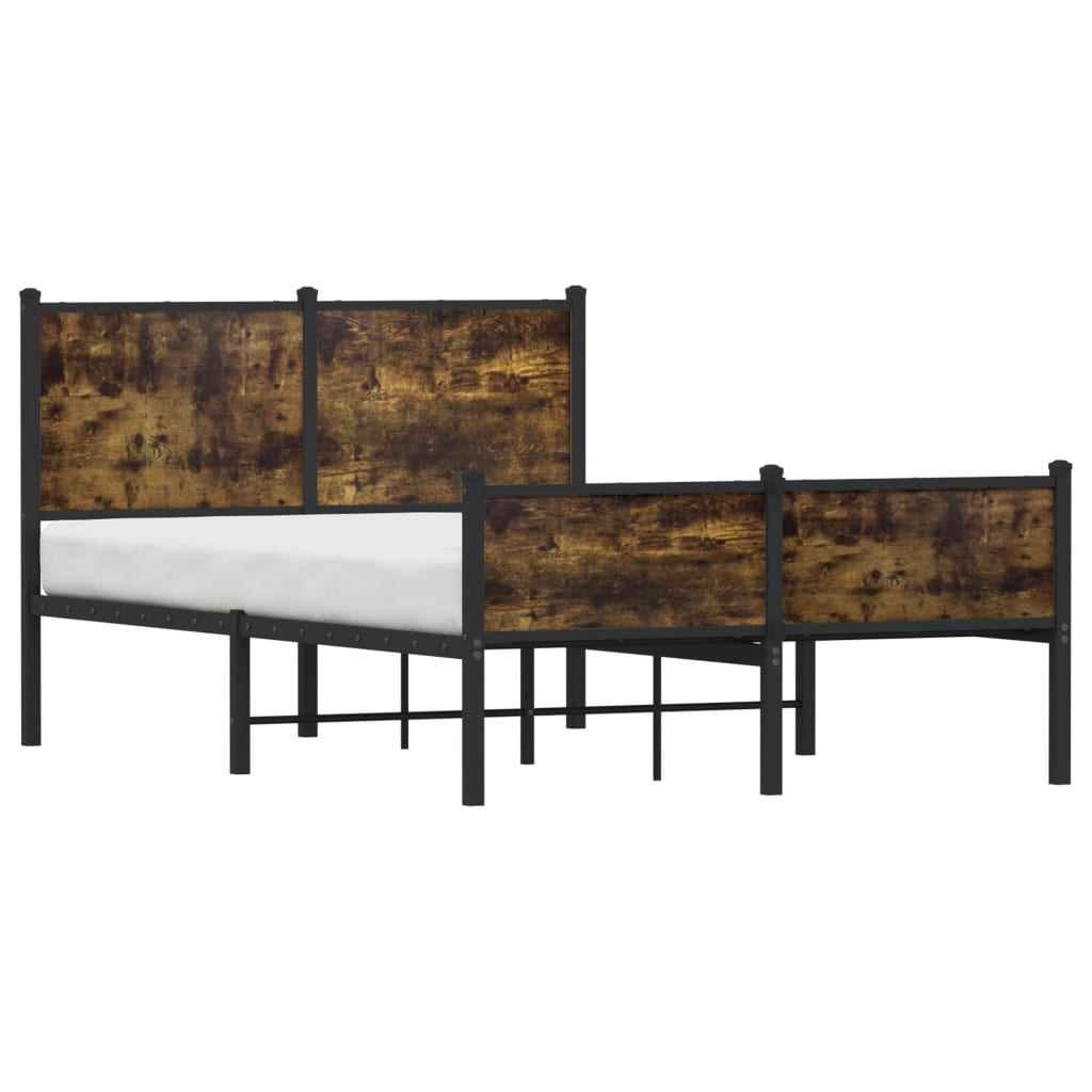 Sengeramme i metall uten madrass røkt eik 120x190 cm